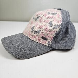 Pistil Sweater‎ Knit Wool Snap Back Baseball Cap Hat Grey Pink